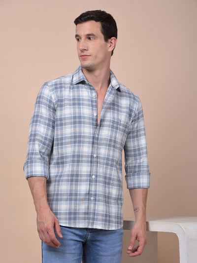 Blue Checked 100% Cotton Shirt