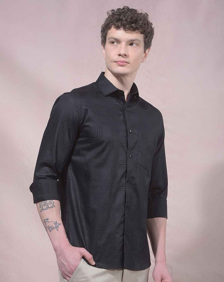 Black Jacquard 100% Cotton Shirt