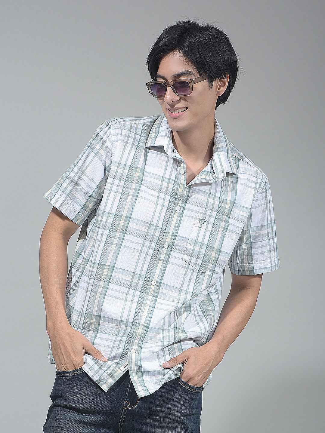 Green Checked 100% Cotton Shirt