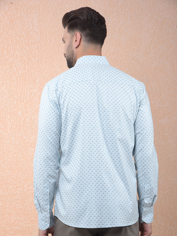 Blue Printed Modal Shirt