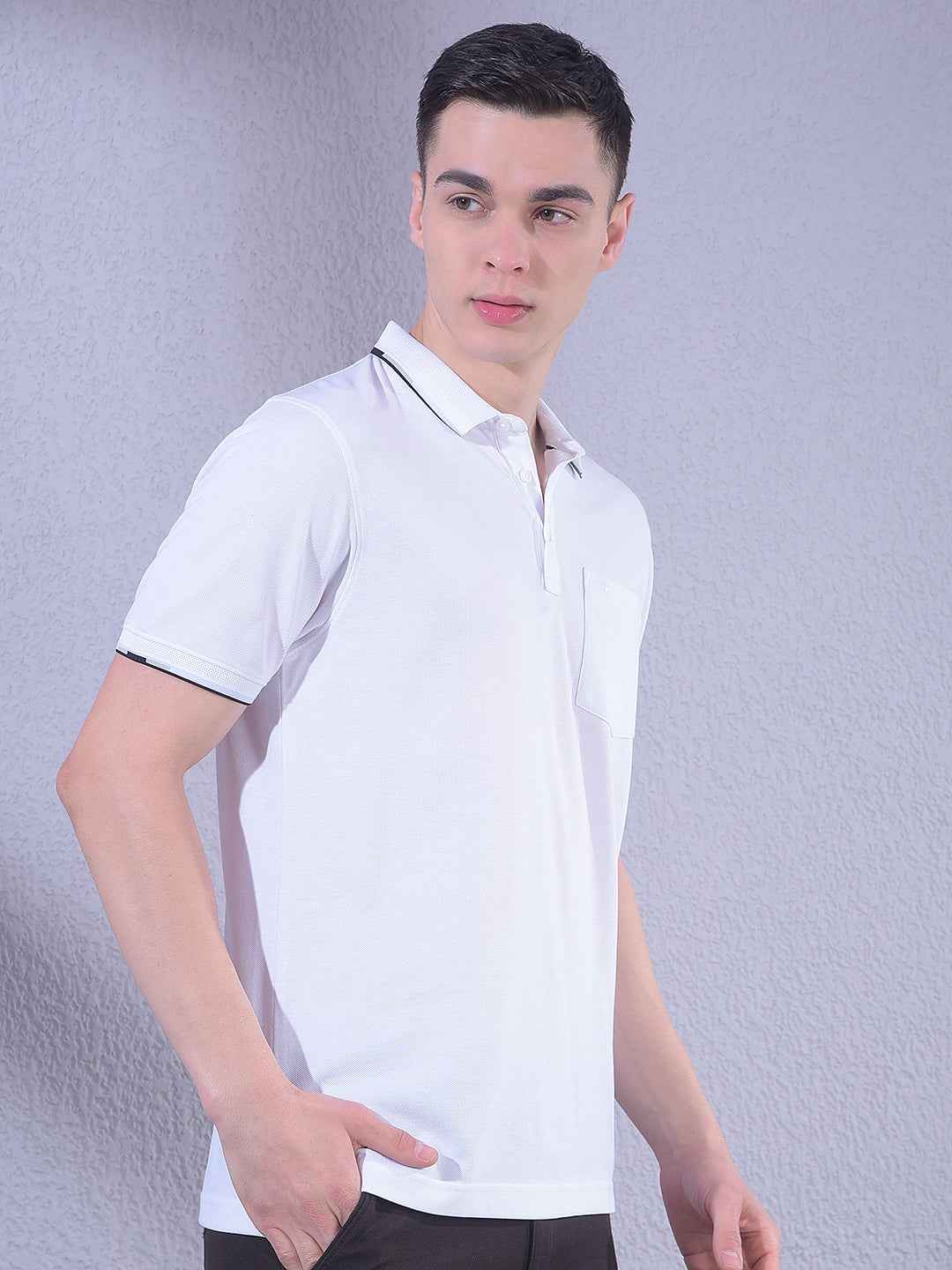 White Polo Neck T-Shirt
