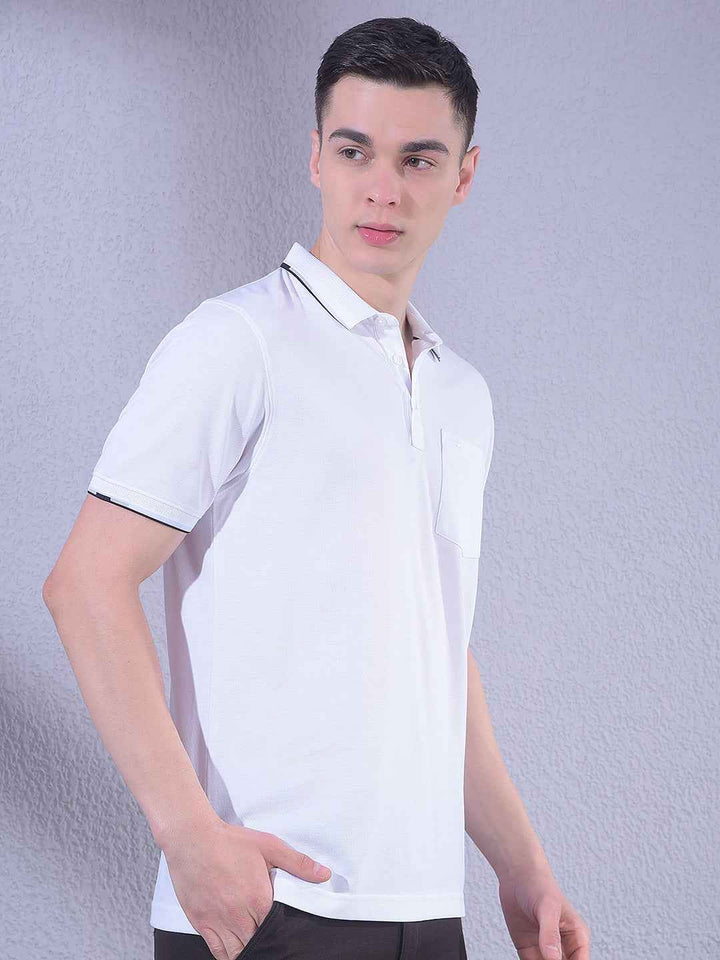 White Polo Neck T-Shirt