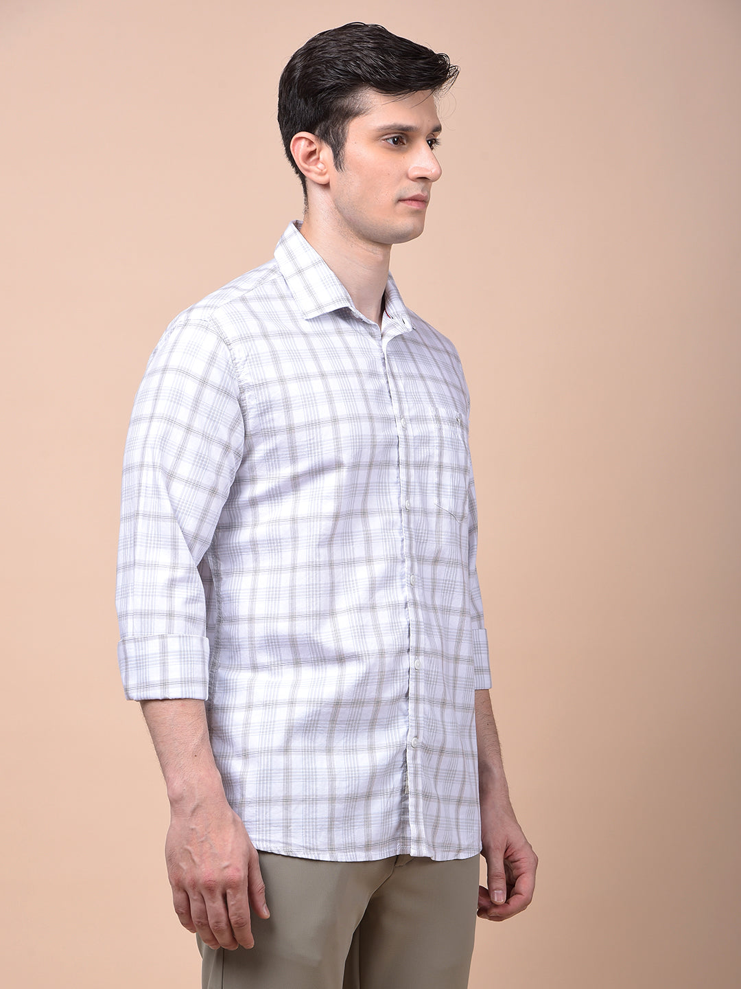 Grey Checked 100% Cotton Shirt