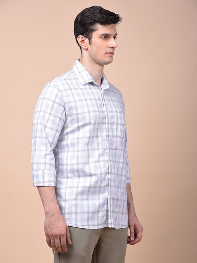 Grey Checked 100% Cotton Shirt