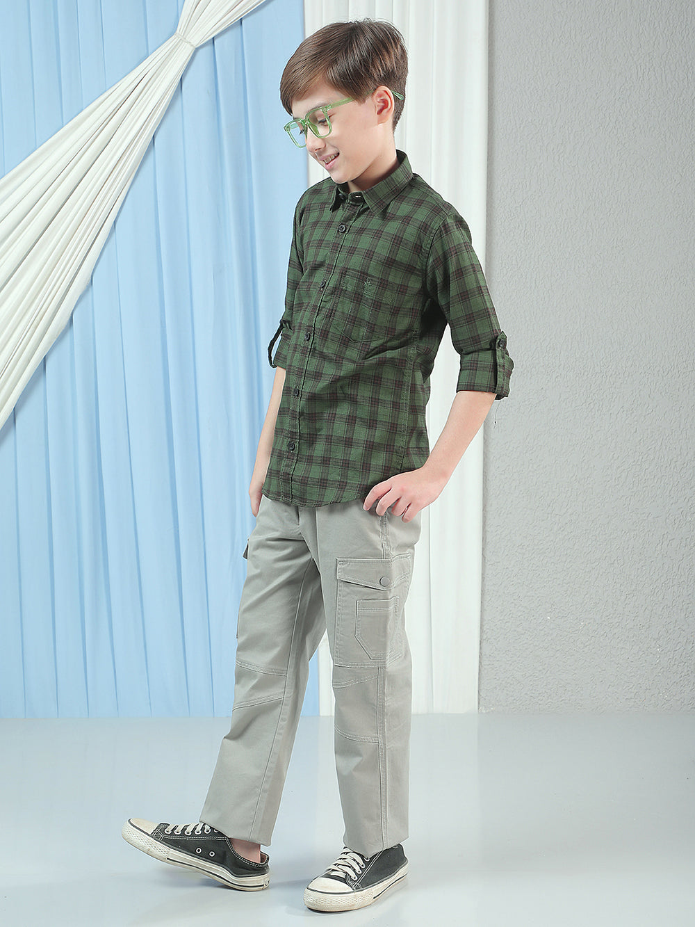 Green Checked 100% Cotton Shirt