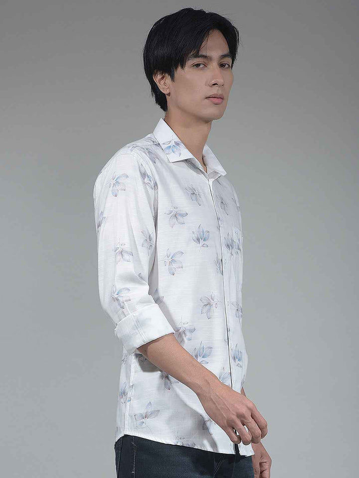 White Floral Print Shirt