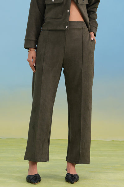 Olive Straight Winter Trousers