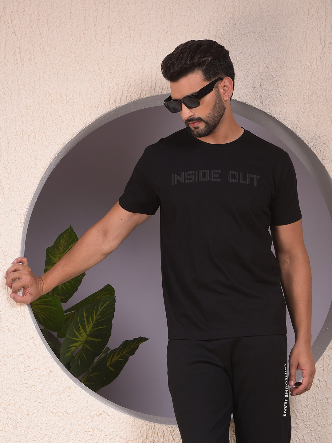 Black Typographic Print T-Shirt