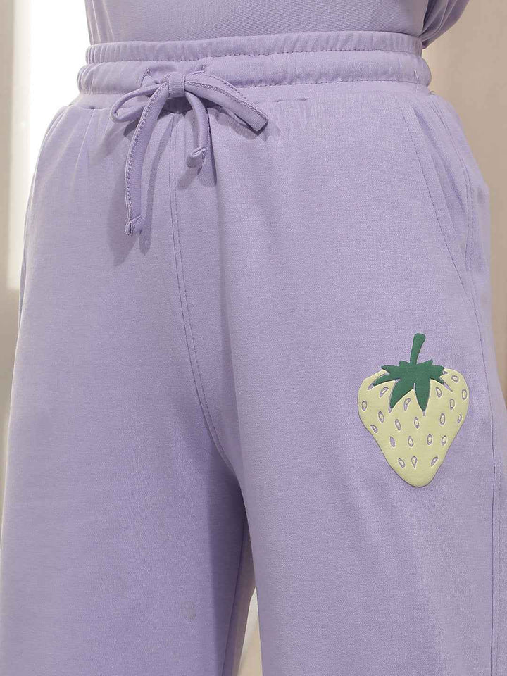 Purple Embroidery Trackpants
