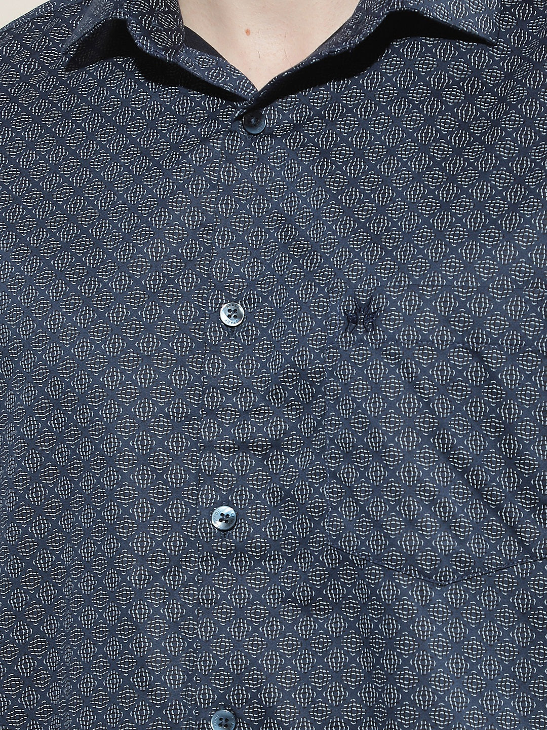 Refined Deep Blue Printed Shirt