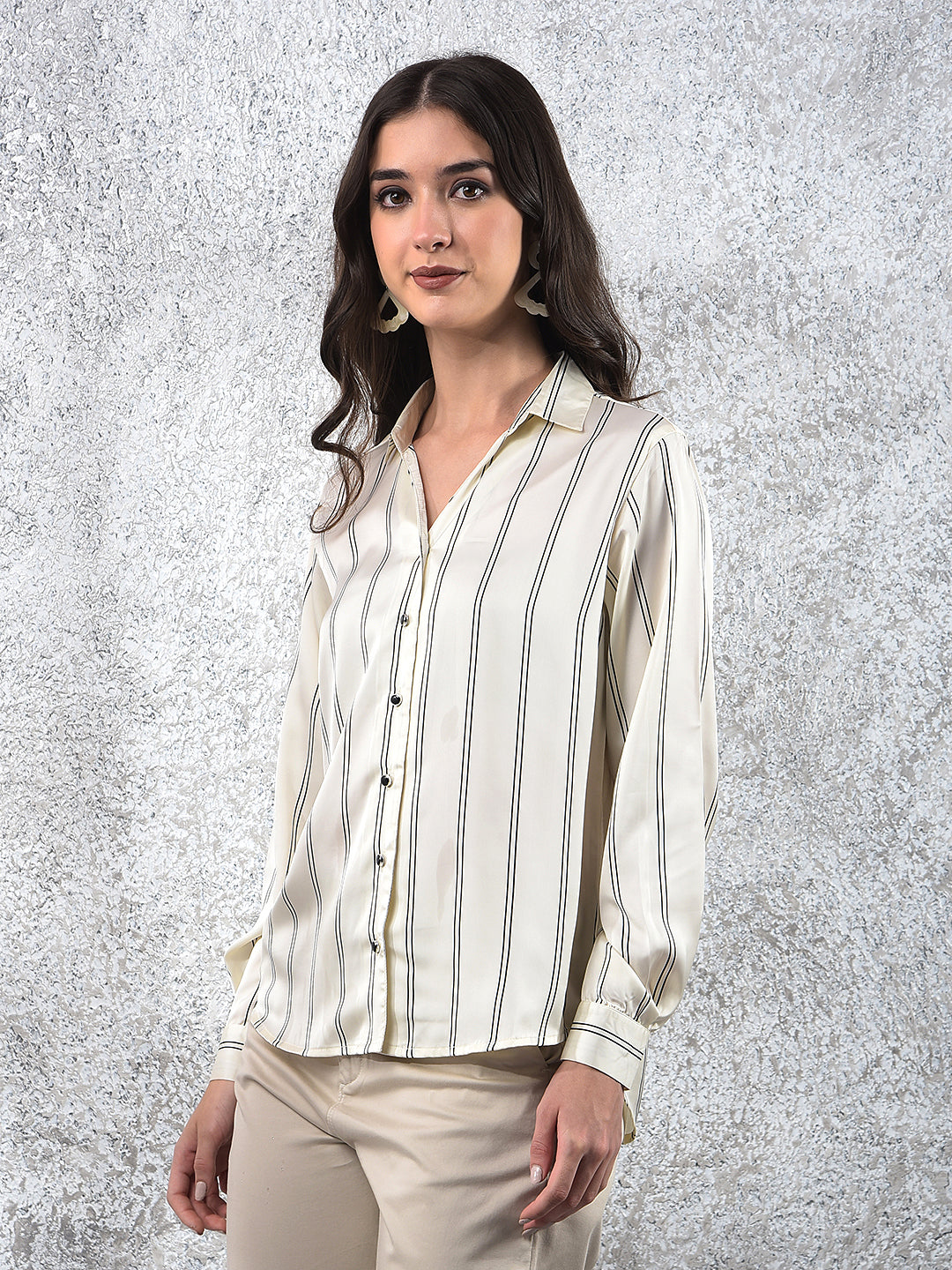 White Vertical Stripes Shirt