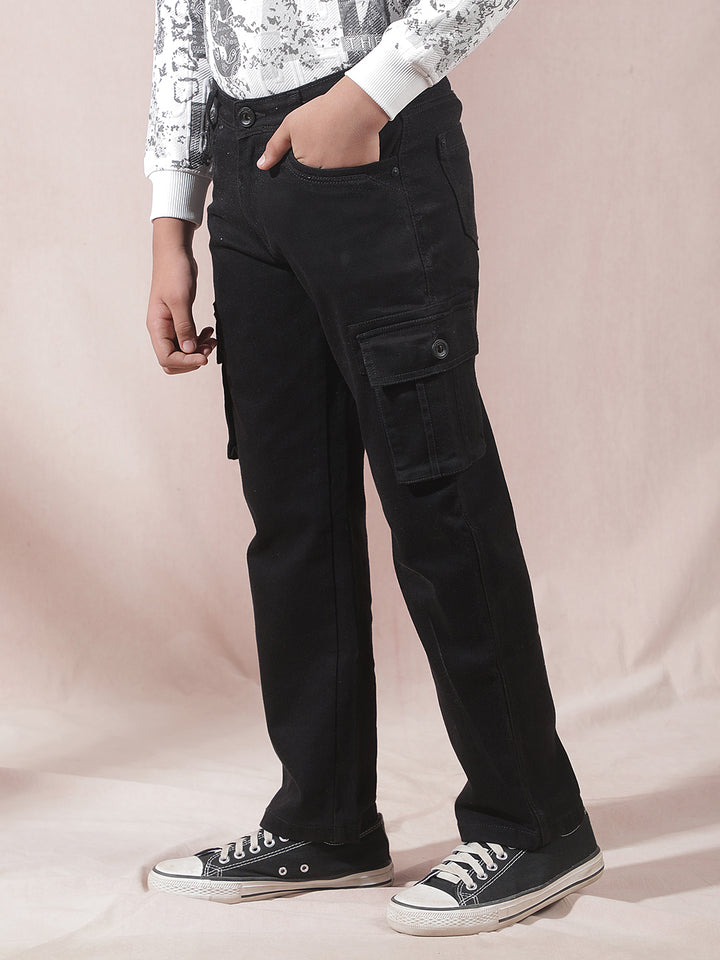 Black Straight Cargo Jeans
