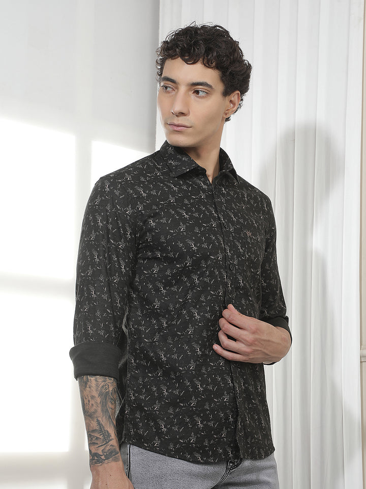Black Floral Print Shirt