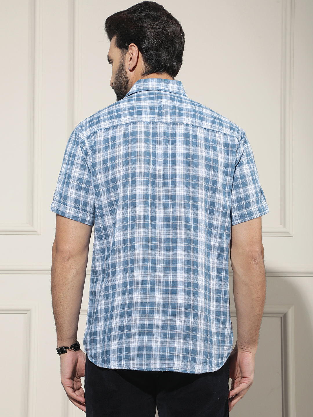 Blue Checked 100% Cotton Shirt