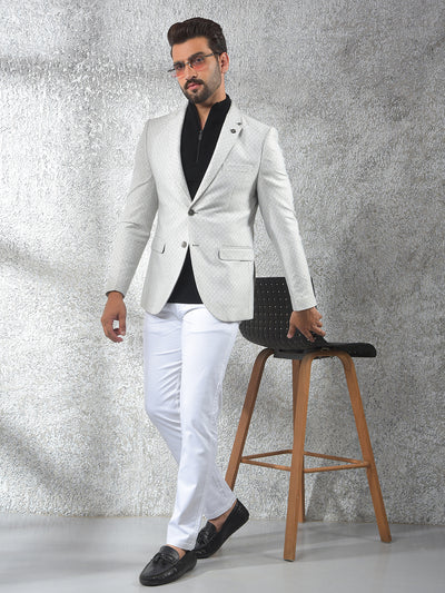 Grey Notched Lapel Single-Breasted Blazer