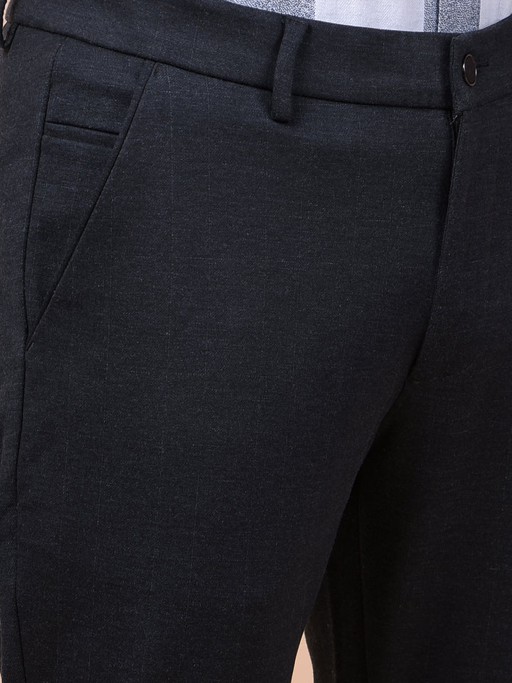 Streamlined Black Textured Trousers
