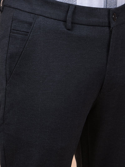 Streamlined Black Textured Trousers