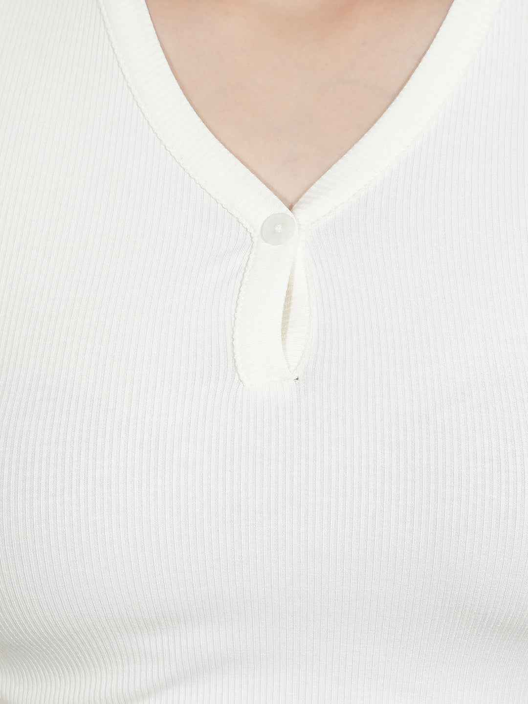 Off White Modal Crop T-Shirt