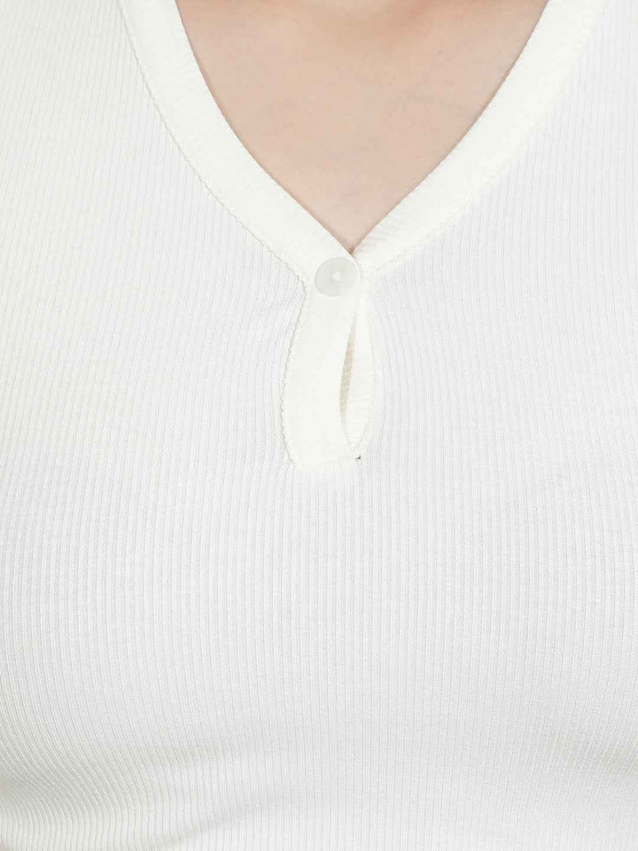 Off White Modal Crop T-Shirt