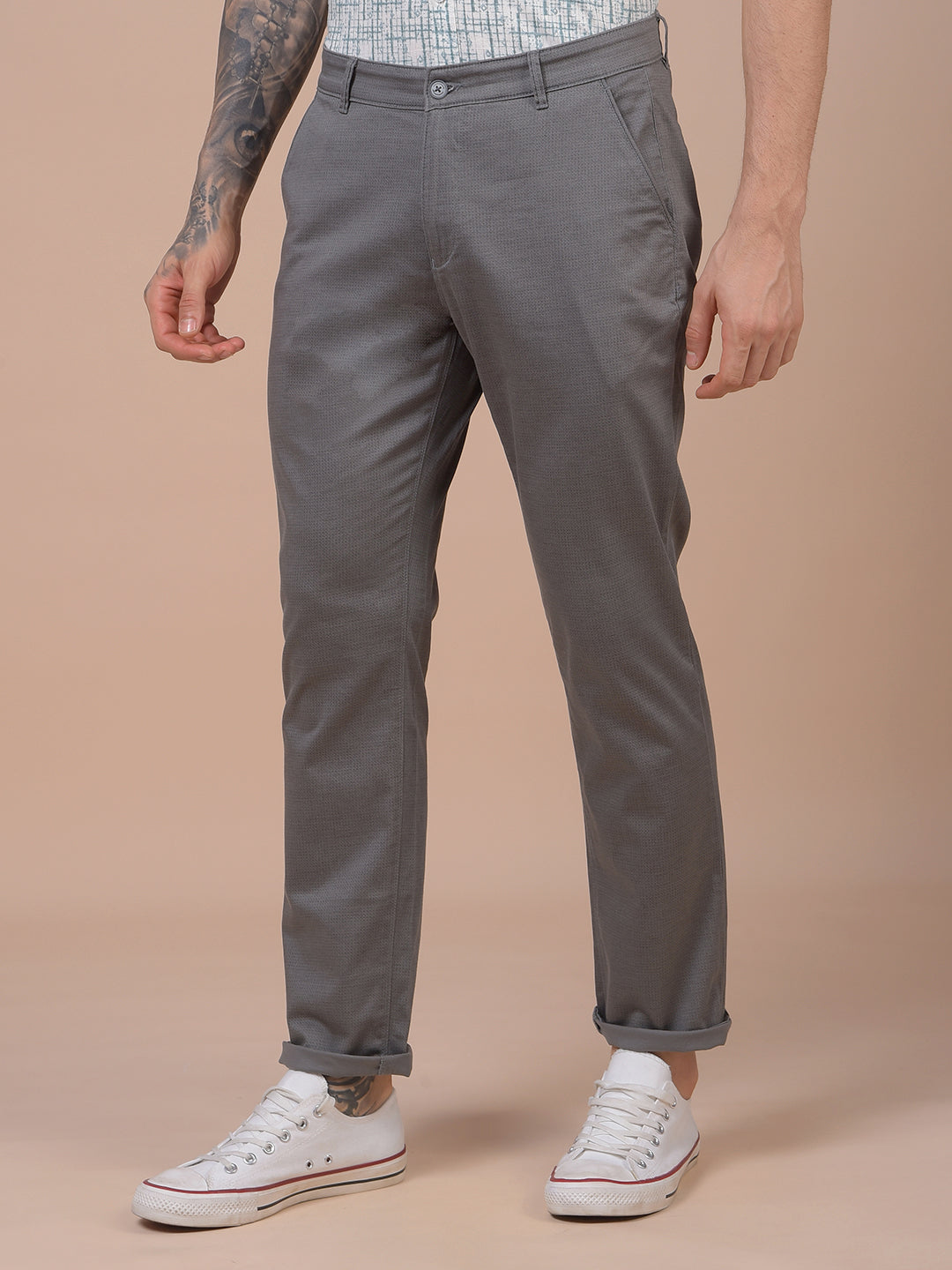 Grey Printed Trousers