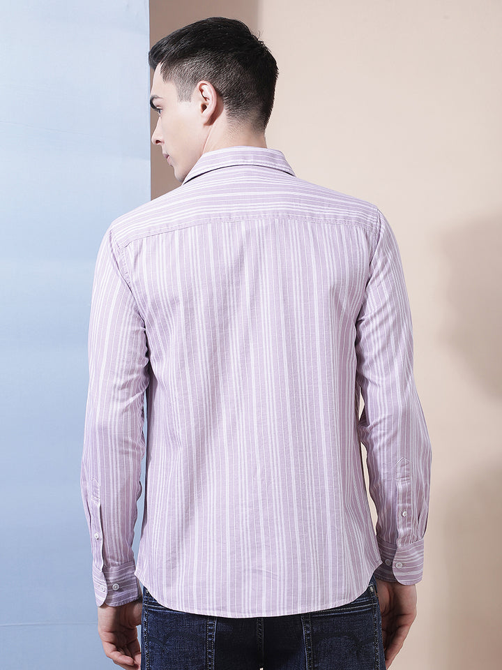 Pink Vertical Stripes Shirt
