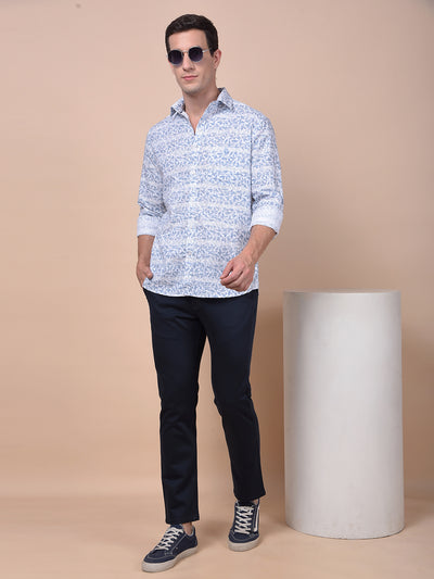Blue Floral Print Shirt
