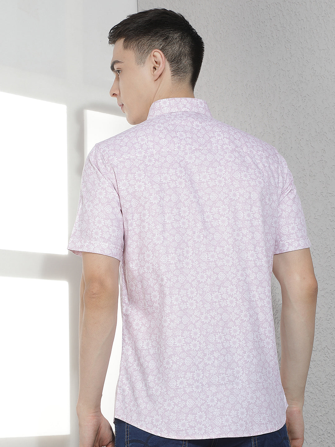 Pink Floral Print Modal Shirt