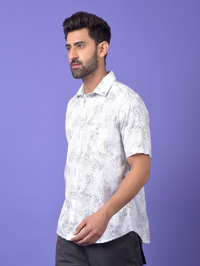 Beige Floral Print 100% Cotton Shirt