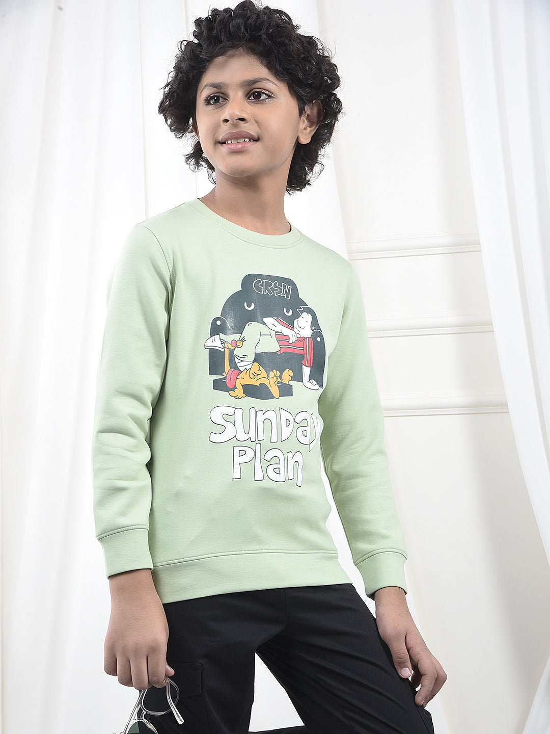 Green Graphic Print Sweatshirt