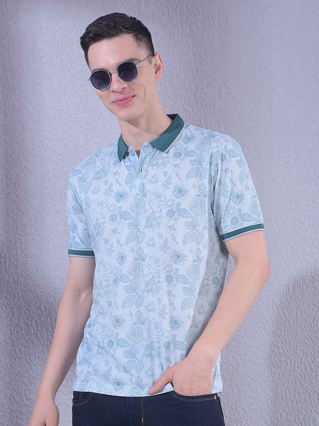 Blue Floral Print T-Shirt