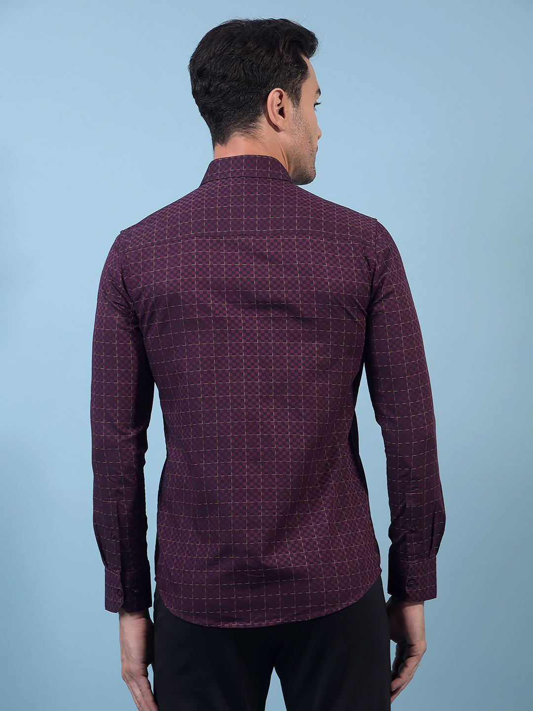 Navy Blue Printed 100% Cotton Shirt-Men Shirts-Crimsoune Club