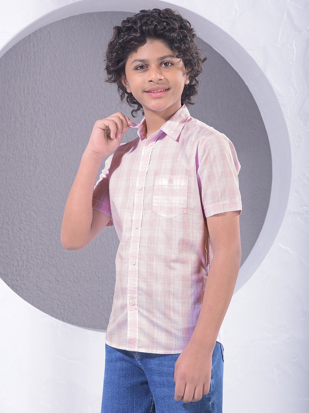 Pink Checked 100% Cotton Shirt