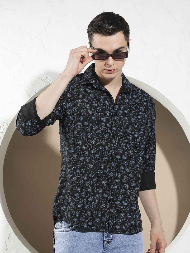 Blue Floral Print Shirt