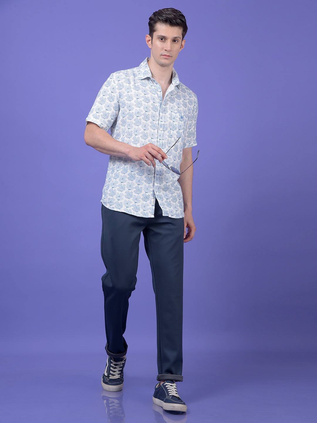 Blue Floral Print Shirt
