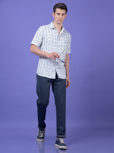 Blue Floral Print Shirt