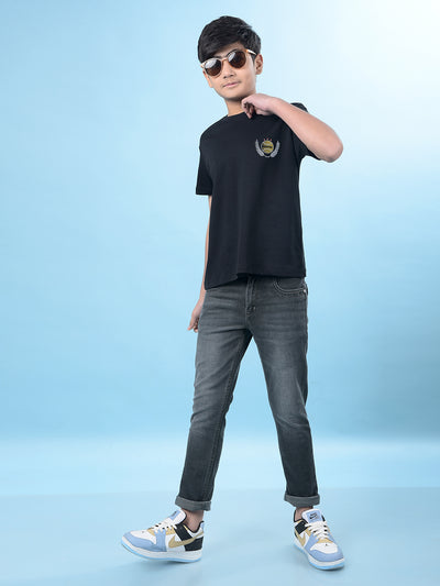 Black Graphic Print 100% Cotton T-Shirt