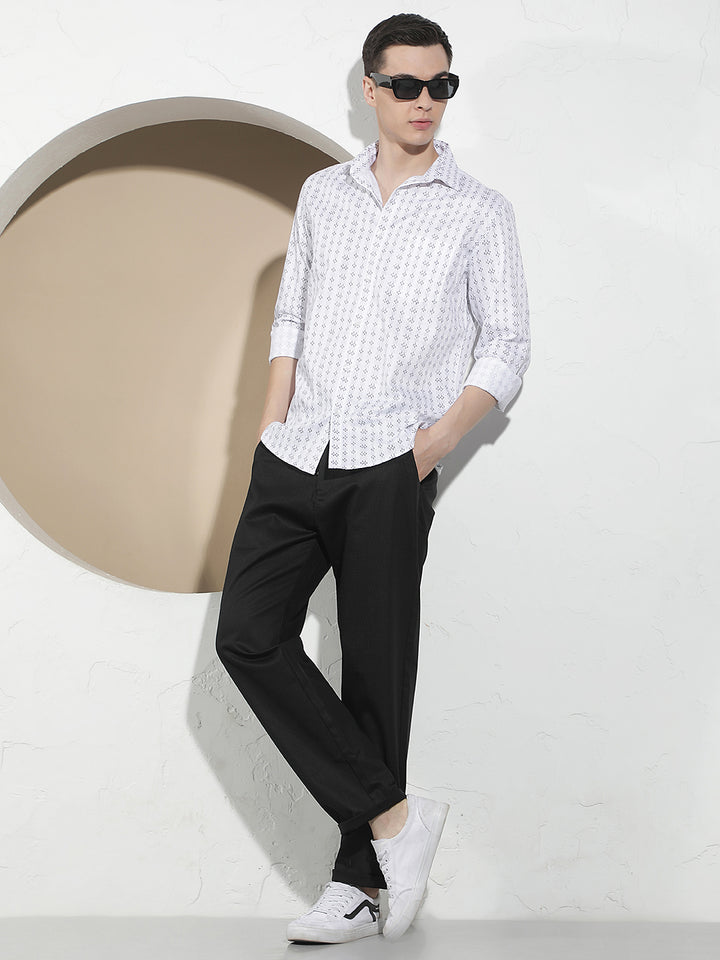 White Printed 100% Cotton Shirt