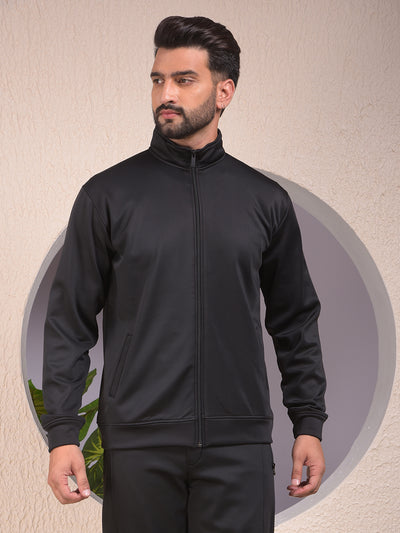 Black Knitted Trackpants-Men Trackpants-Crimsoune Club