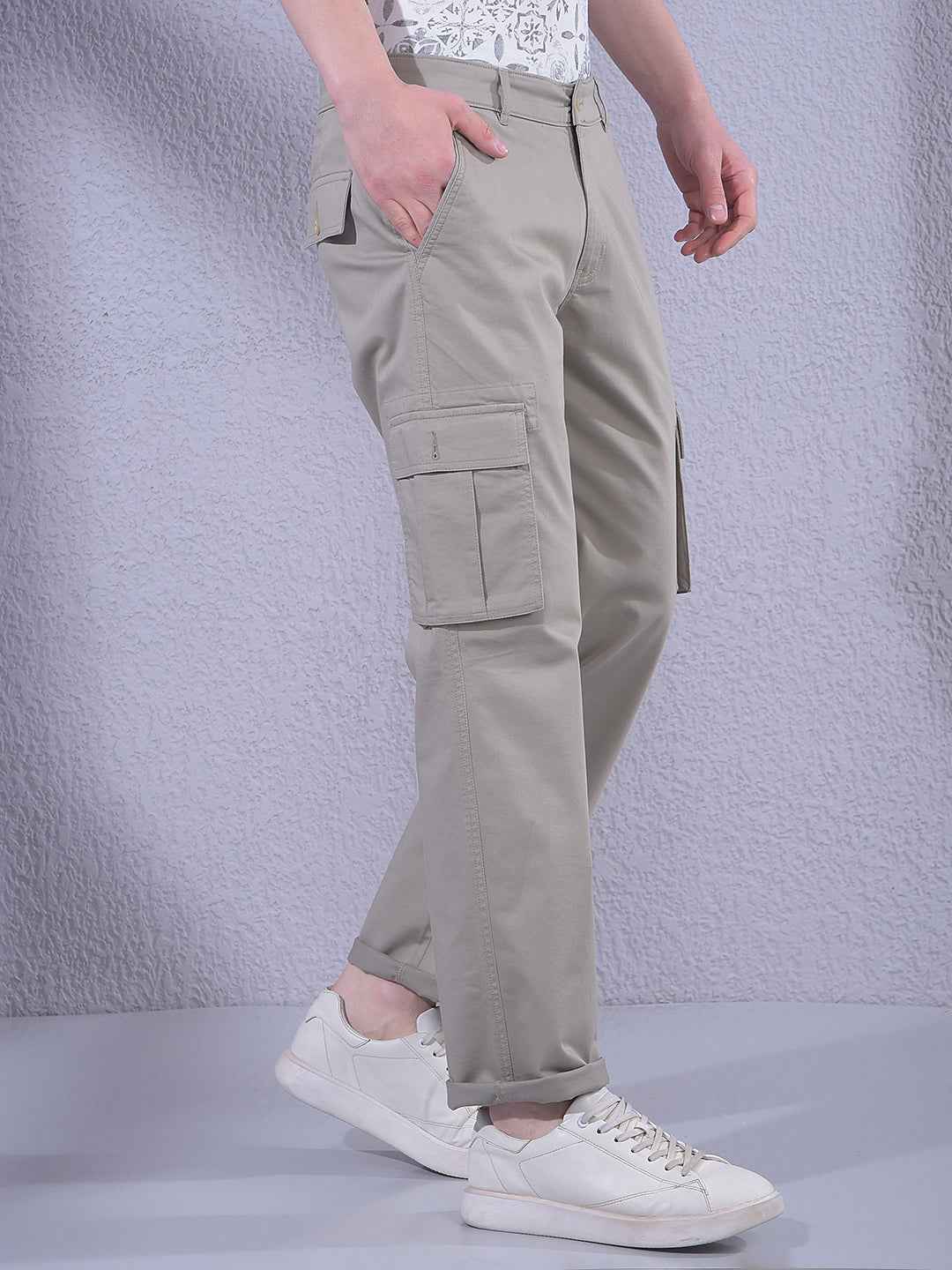 Grey Straight Cargo Trousers
