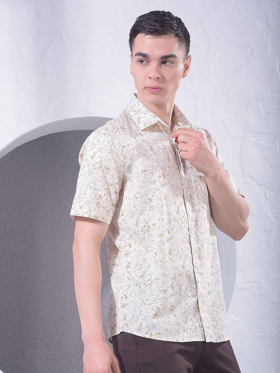 Olive Floral Print Shirt