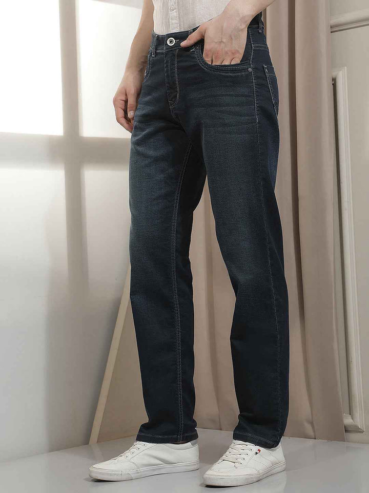Navy Blue Straight Jeans