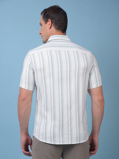 White Vertical Stripes 100% Cotton Shirt