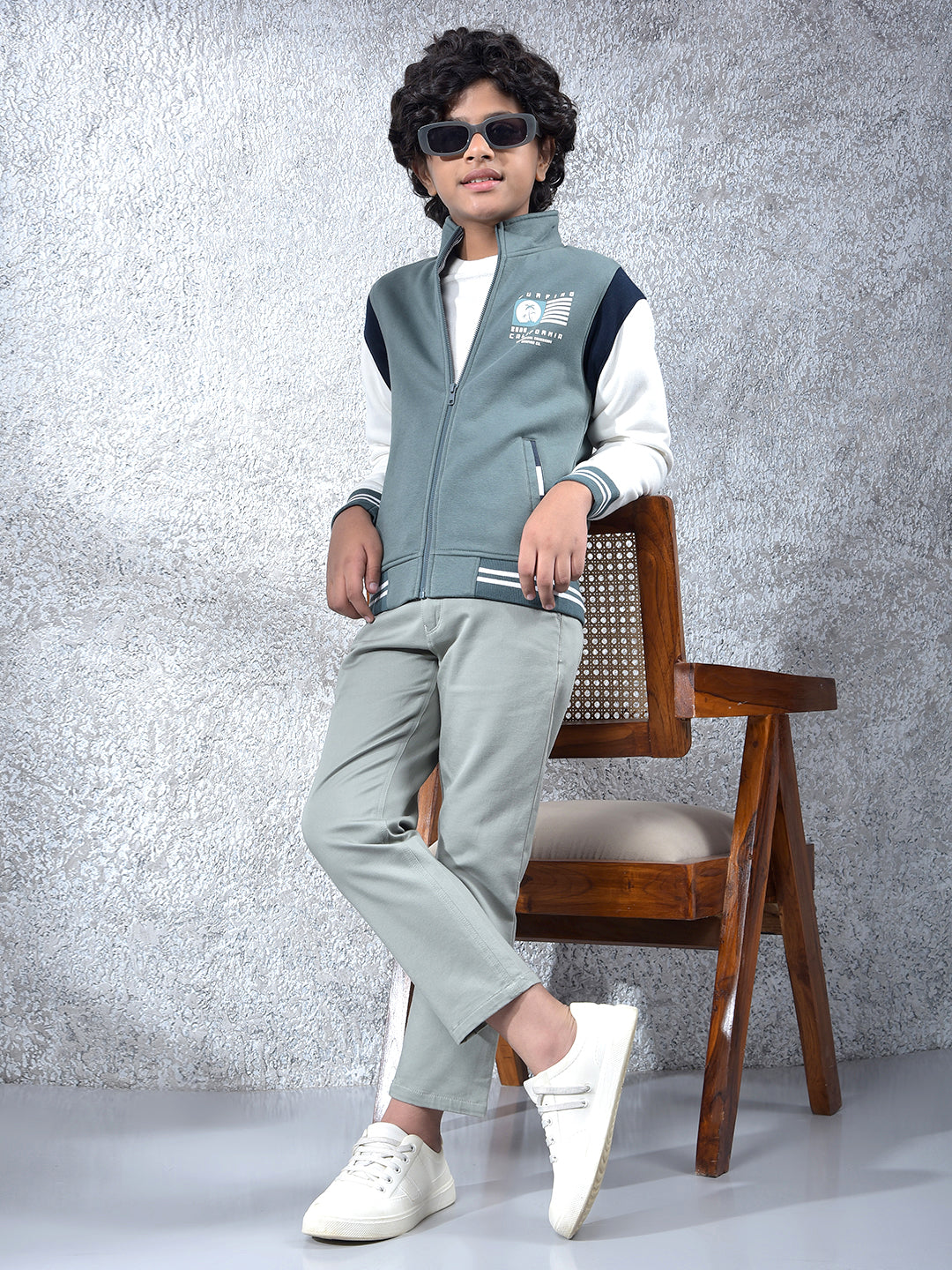 Green Color-Block Sweatshirt