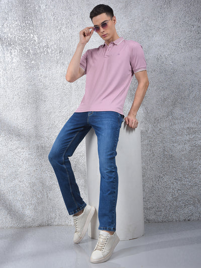 Peach Polo-Neck T-Shirt