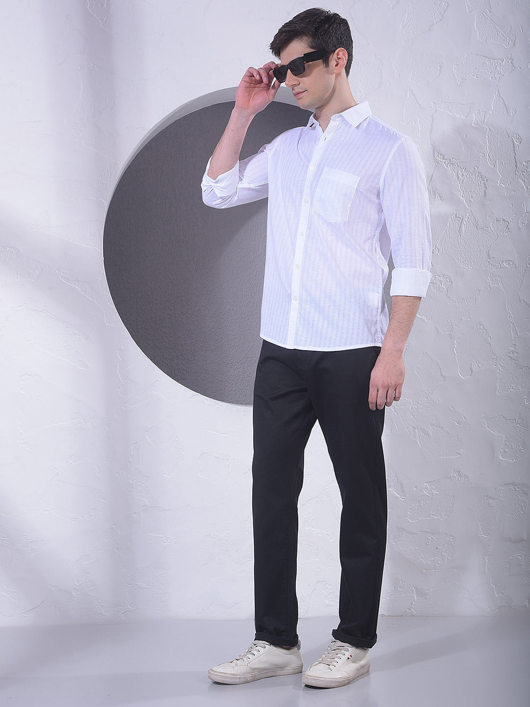 White Vertical Stripes Shirt