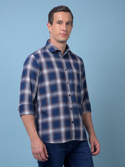 Blue Checked 100% Cotton Shirt