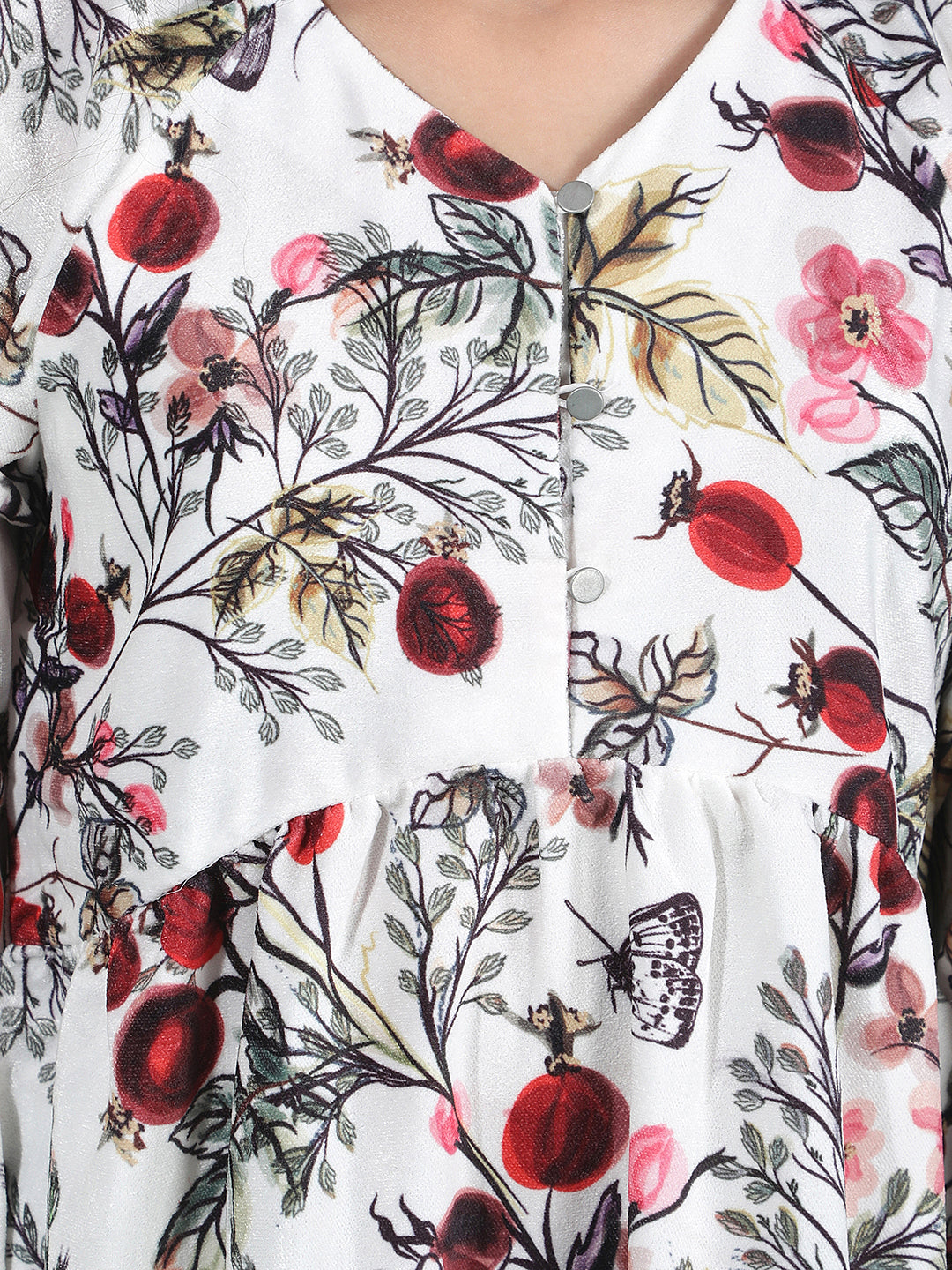 Brown Floral Print A-Line Dress-Girls Dresses-Crimsoune Club