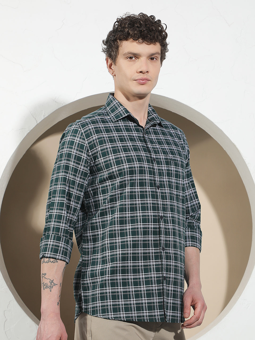 Green Checked 100% Cotton Shirt
