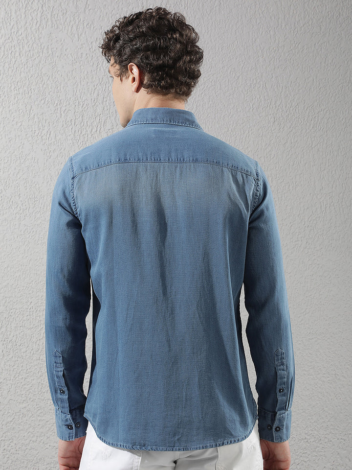 Blue 100% Cotton Denim Shirt