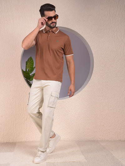 Dreamy Brown Polo Neck T-Shirt